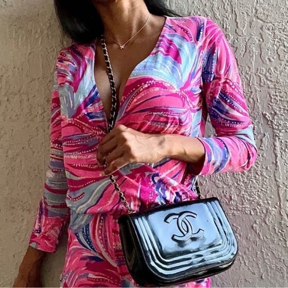 💯AUTH CHANEL MINI FLAP BAG PATENT BLACK LEATHER GOLD CHAIN SHOULDER CROSSBODY - Picture 2 of 15